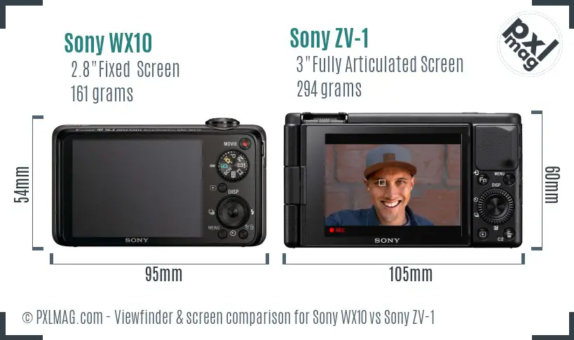 Sony WX10 vs Sony ZV-1 Screen and Viewfinder comparison