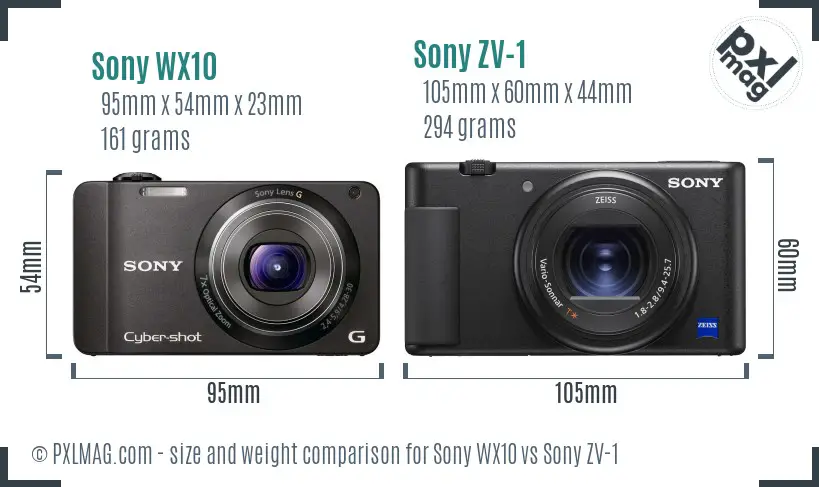 Sony WX10 vs Sony ZV-1 size comparison