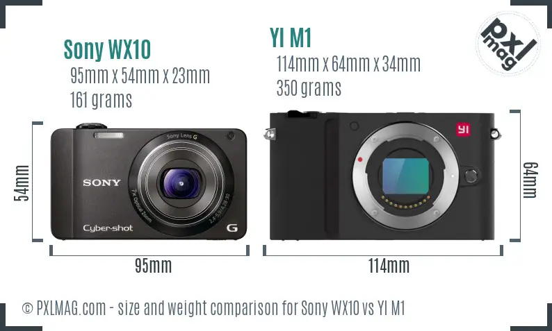Sony WX10 vs YI M1 size comparison