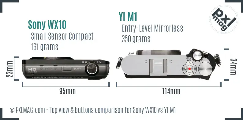 Sony WX10 vs YI M1 top view buttons comparison