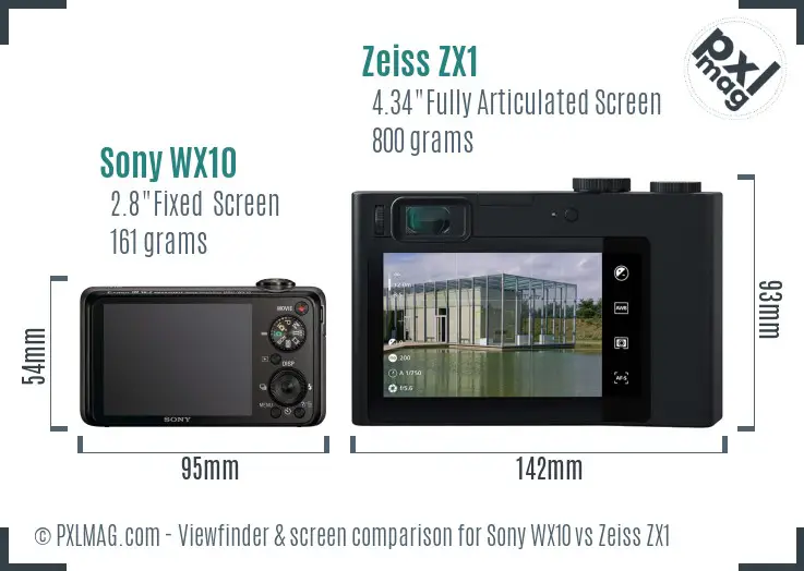 Sony WX10 vs Zeiss ZX1 Screen and Viewfinder comparison