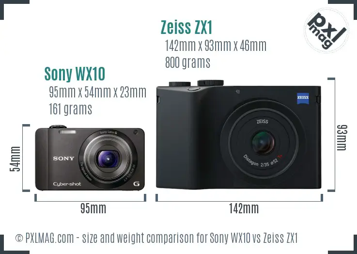 Sony WX10 vs Zeiss ZX1 size comparison