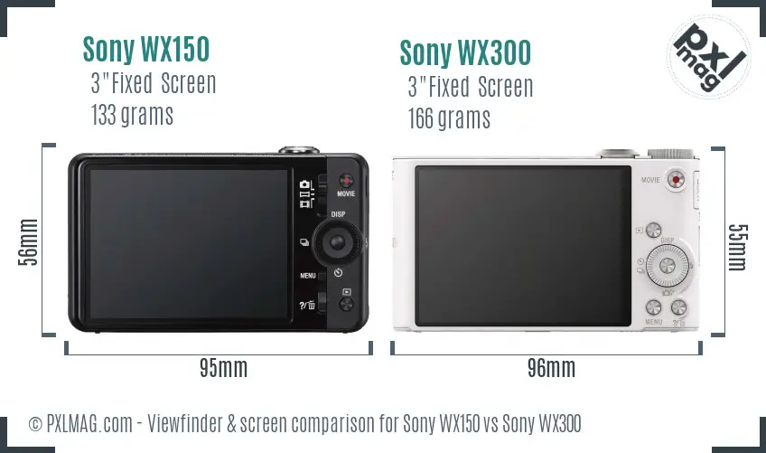 Sony WX150 vs Sony WX300 Screen and Viewfinder comparison