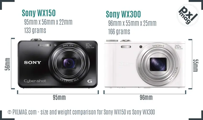 Sony WX150 vs Sony WX300 size comparison