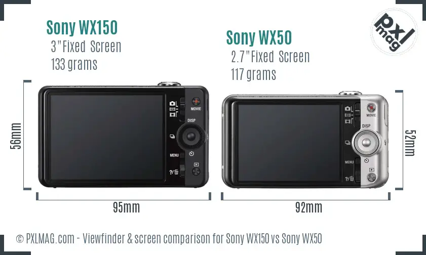 Sony WX150 vs Sony WX50 Screen and Viewfinder comparison