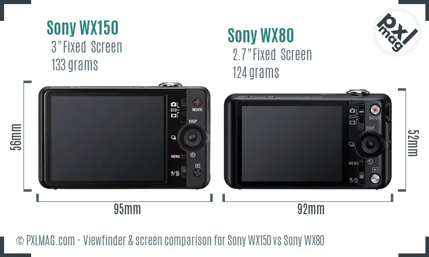 Sony WX150 vs Sony WX80 Screen and Viewfinder comparison