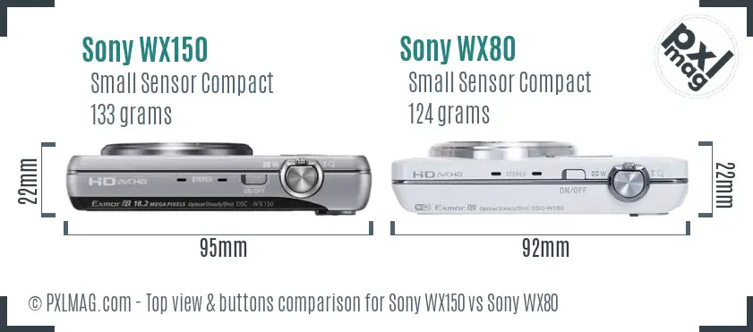 Sony WX150 vs Sony WX80 top view buttons comparison