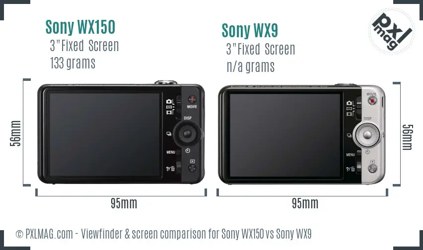 Sony WX150 vs Sony WX9 Screen and Viewfinder comparison