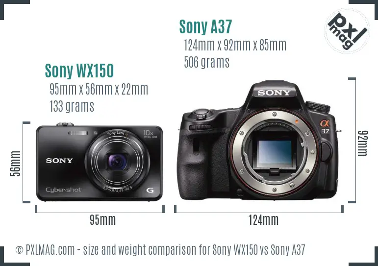 Sony WX150 vs Sony A37 size comparison