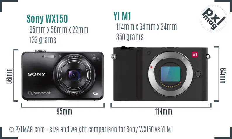 Sony WX150 vs YI M1 size comparison