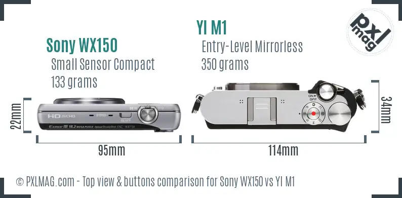 Sony WX150 vs YI M1 top view buttons comparison