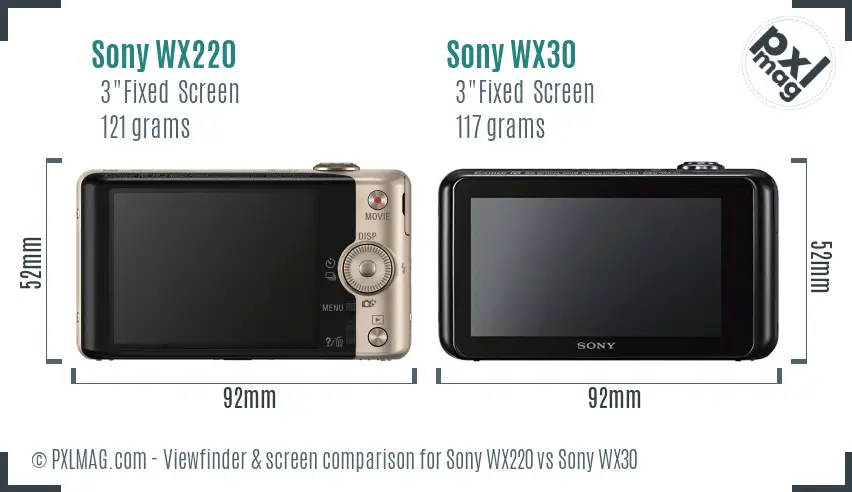 Sony WX220 vs Sony WX30 Screen and Viewfinder comparison