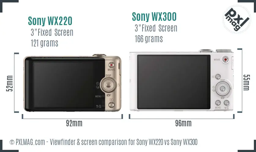Sony WX220 vs Sony WX300 Screen and Viewfinder comparison
