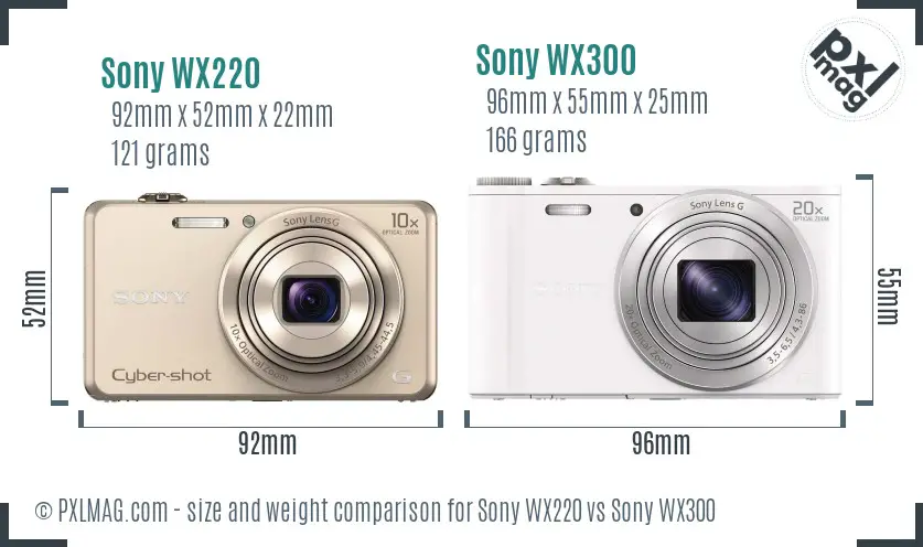Sony WX220 vs Sony WX300 size comparison