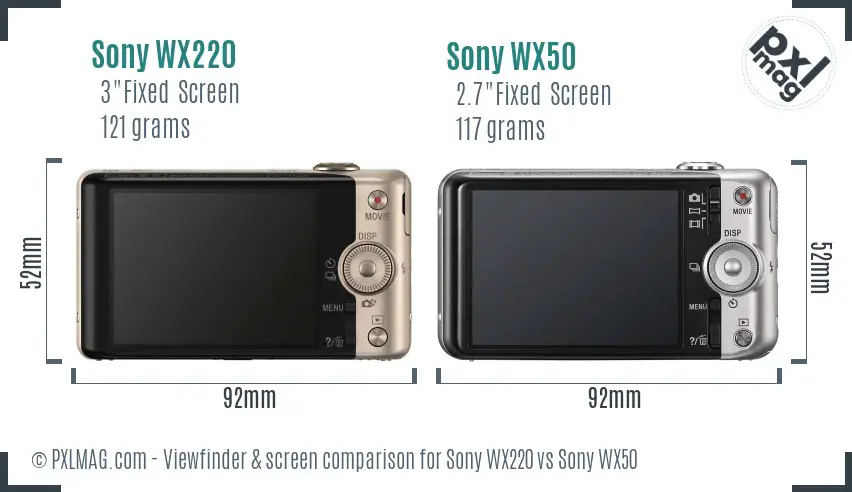 Sony WX220 vs Sony WX50 Screen and Viewfinder comparison
