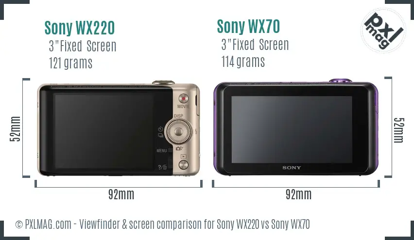 Sony WX220 vs Sony WX70 Screen and Viewfinder comparison
