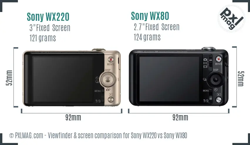 Sony WX220 vs Sony WX80 Screen and Viewfinder comparison