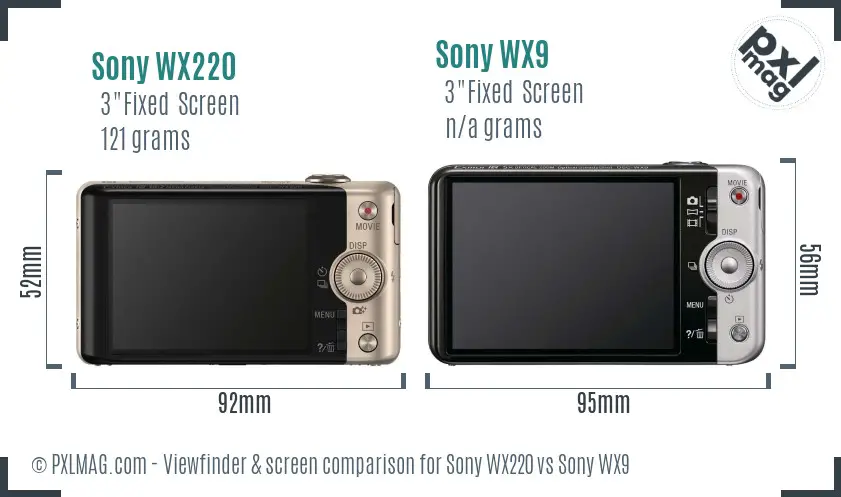 Sony WX220 vs Sony WX9 Screen and Viewfinder comparison