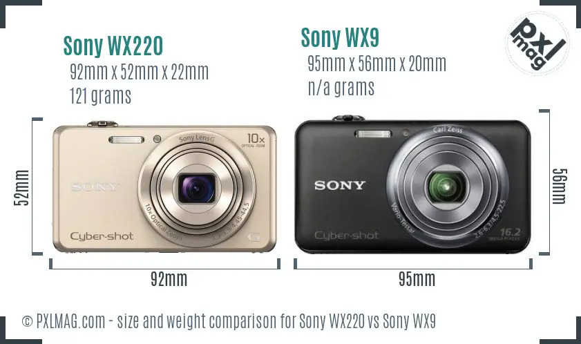 Sony WX220 vs Sony WX9 size comparison