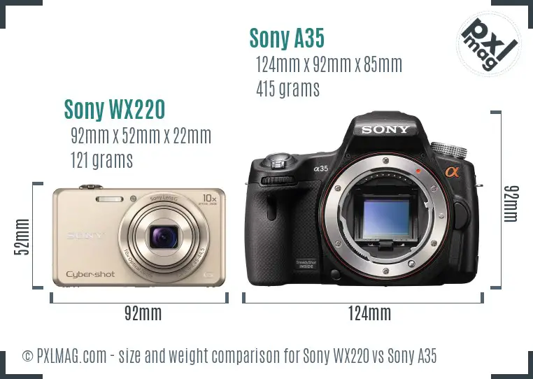 Sony WX220 vs Sony A35 size comparison