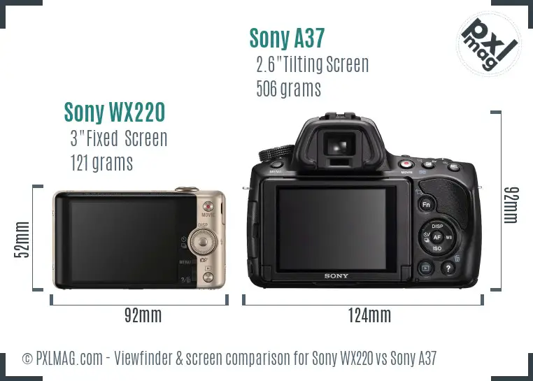 Sony WX220 vs Sony A37 Screen and Viewfinder comparison