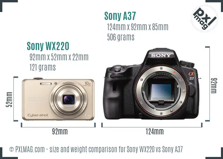Sony WX220 vs Sony A37 size comparison