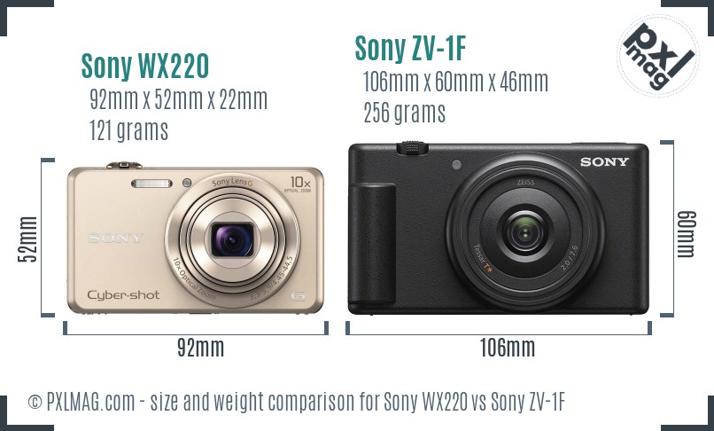 Sony WX220 vs Sony ZV-1F size comparison
