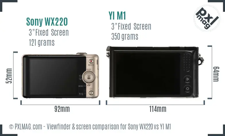 Sony WX220 vs YI M1 Screen and Viewfinder comparison