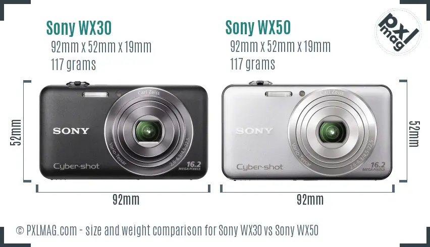 Sony WX30 vs Sony WX50 size comparison