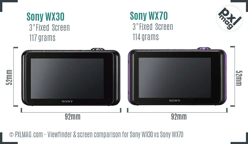 Sony WX30 vs Sony WX70 Screen and Viewfinder comparison