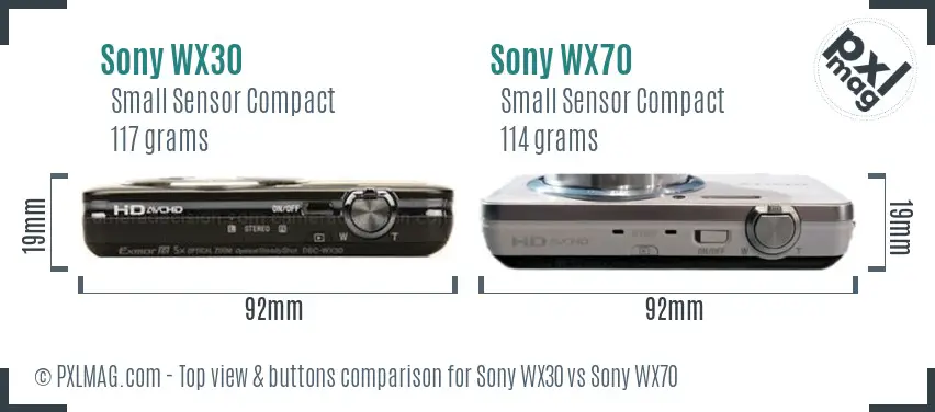 Sony WX30 vs Sony WX70 top view buttons comparison
