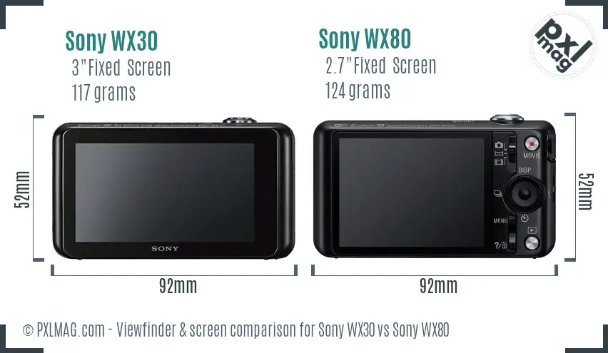 Sony WX30 vs Sony WX80 Screen and Viewfinder comparison
