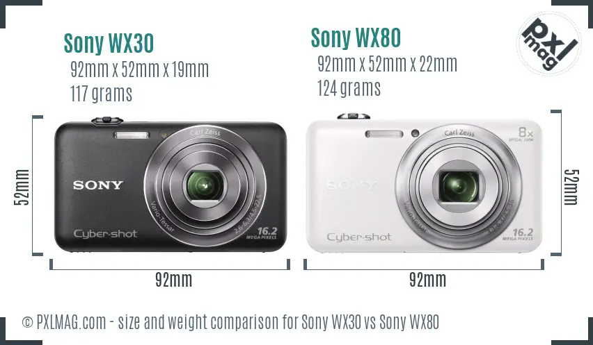 Sony WX30 vs Sony WX80 size comparison