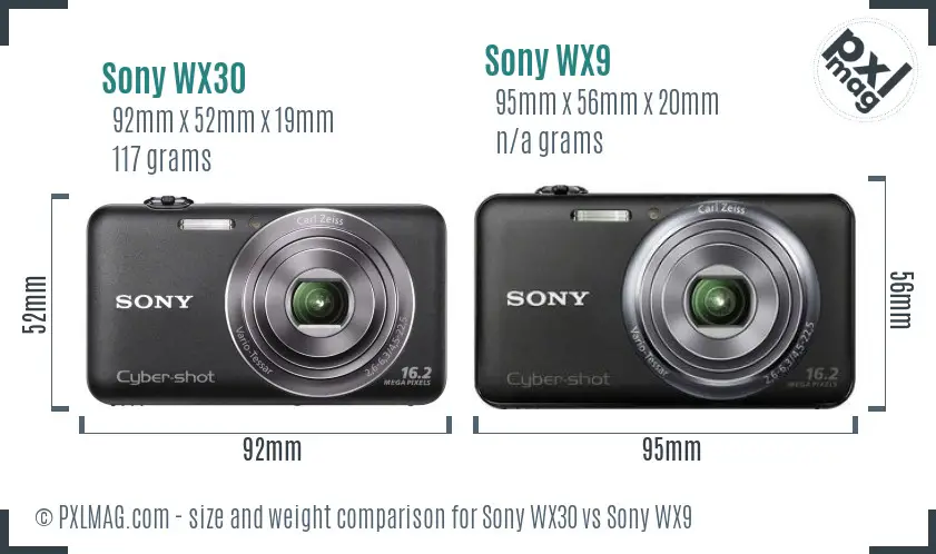 Sony WX30 vs Sony WX9 size comparison
