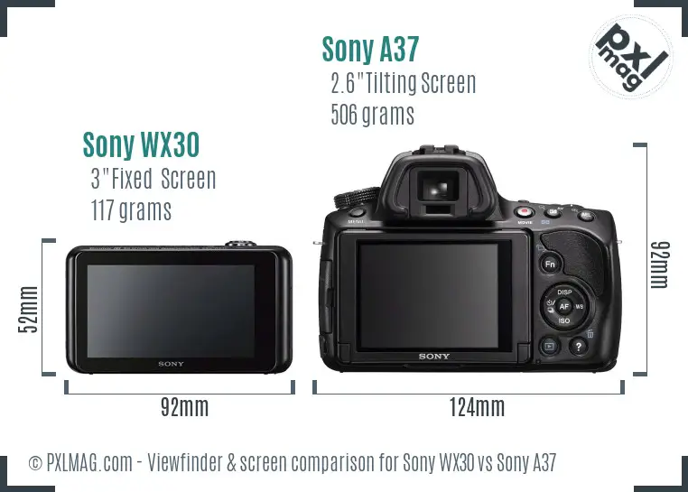 Sony WX30 vs Sony A37 Screen and Viewfinder comparison