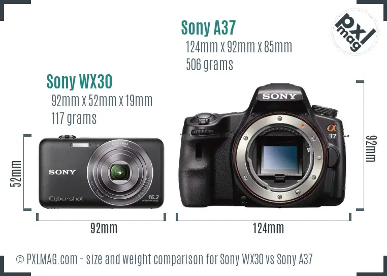 Sony WX30 vs Sony A37 size comparison