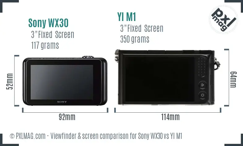 Sony WX30 vs YI M1 Screen and Viewfinder comparison