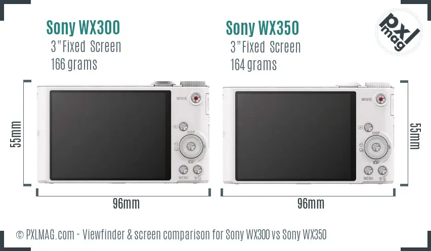 Sony WX300 vs Sony WX350 Screen and Viewfinder comparison