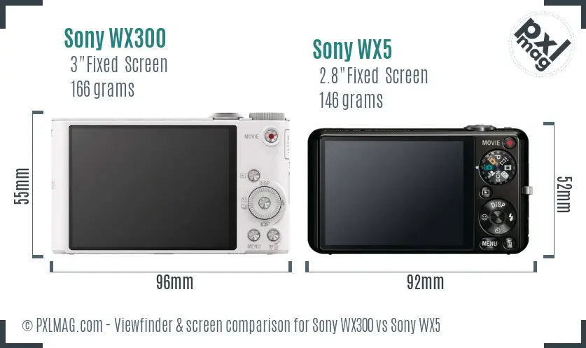 Sony WX300 vs Sony WX5 Screen and Viewfinder comparison