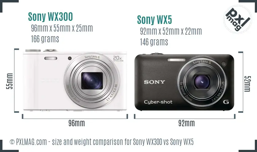 Sony WX300 vs Sony WX5 size comparison