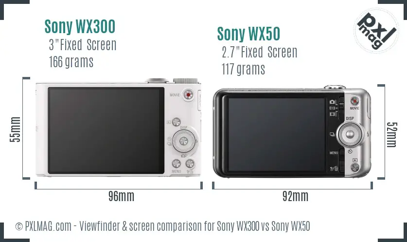 Sony WX300 vs Sony WX50 Screen and Viewfinder comparison