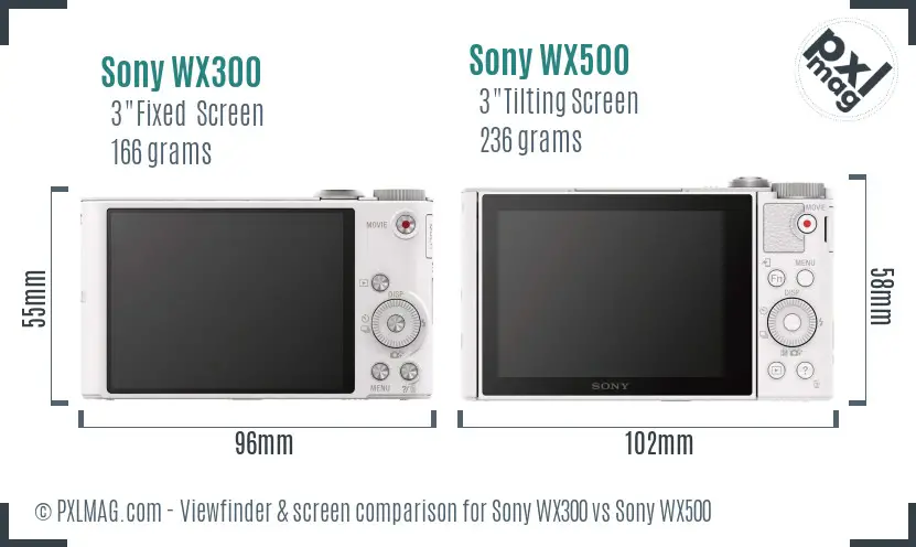 Sony WX300 vs Sony WX500 Screen and Viewfinder comparison