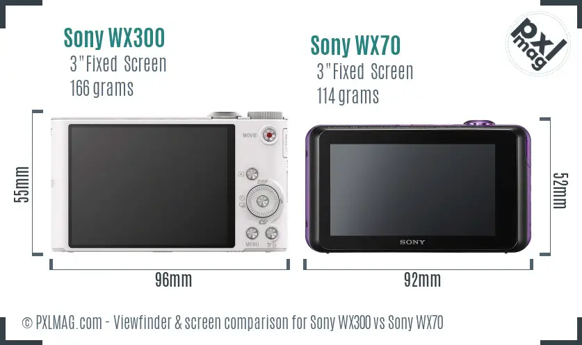 Sony WX300 vs Sony WX70 Screen and Viewfinder comparison