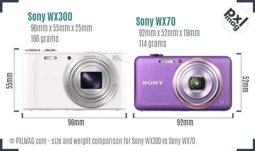 Sony WX300 vs Sony WX70 size comparison