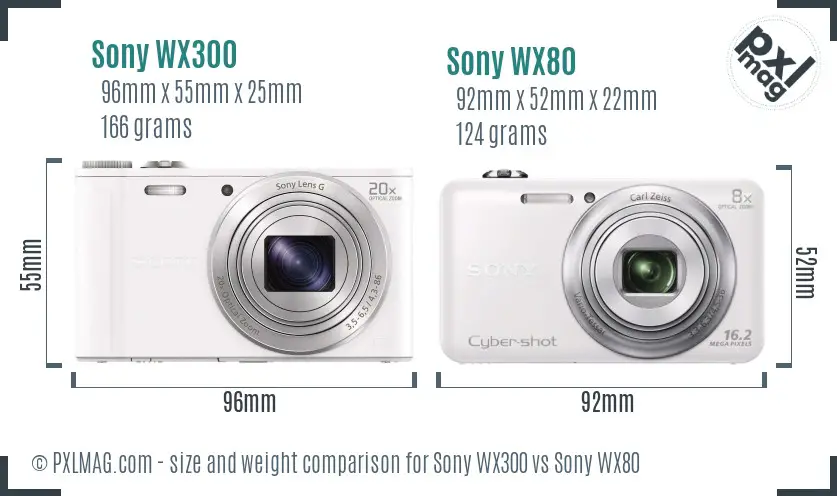 Sony WX300 vs Sony WX80 size comparison