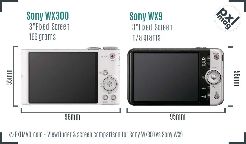 Sony WX300 vs Sony WX9 Screen and Viewfinder comparison