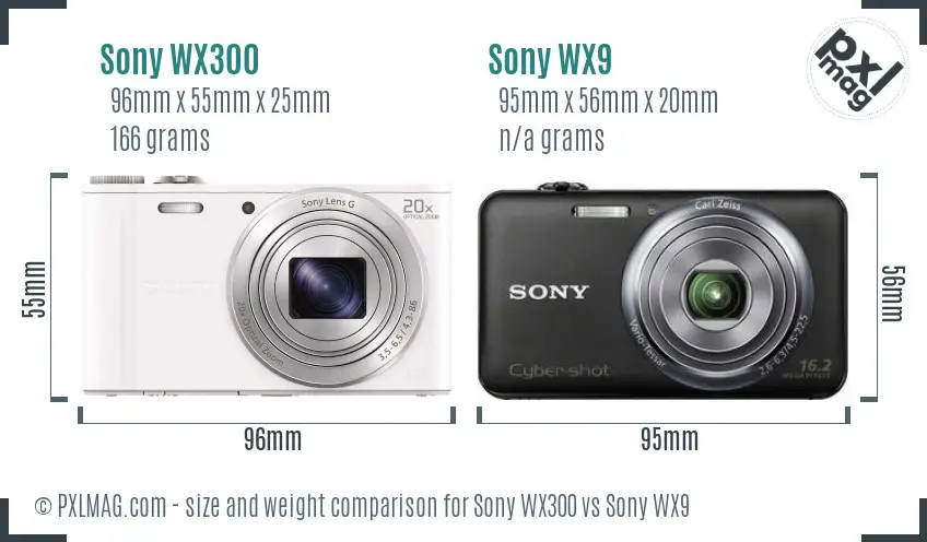 Sony WX300 vs Sony WX9 size comparison