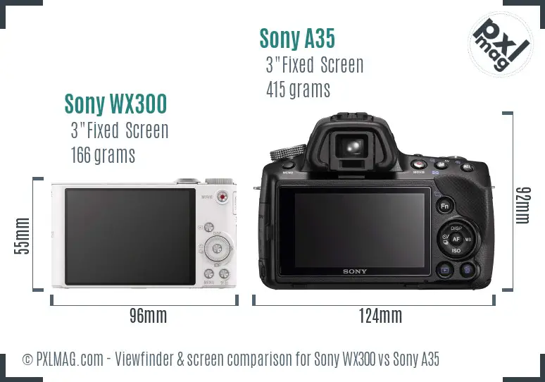 Sony WX300 vs Sony A35 Screen and Viewfinder comparison