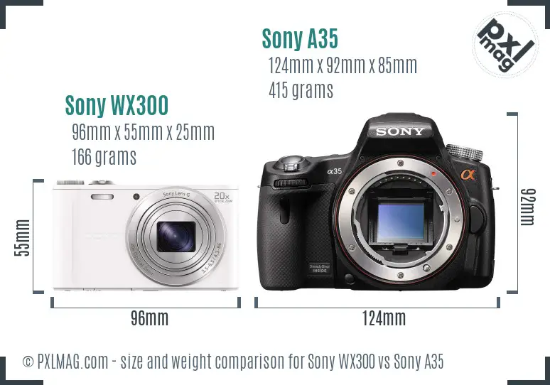 Sony WX300 vs Sony A35 size comparison