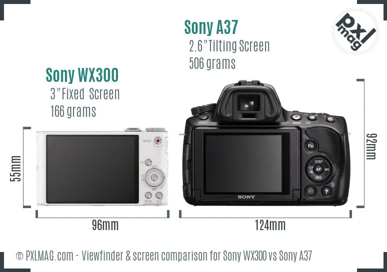 Sony WX300 vs Sony A37 Screen and Viewfinder comparison